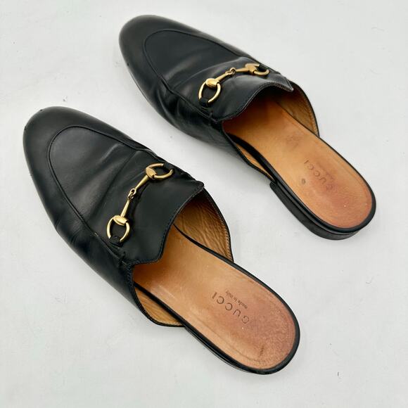 GUCCI Princetown Horsebit Black Leather Mules Loafers Slip On EU 39 US 9 - Picture 10 of 12